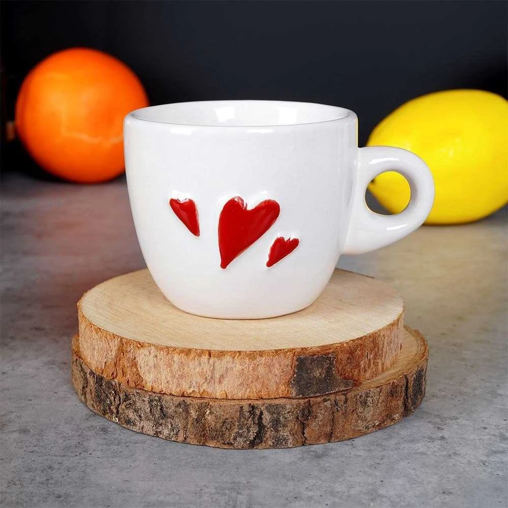 Orion Espresso puodelis keraminė 80 ml su širdimi