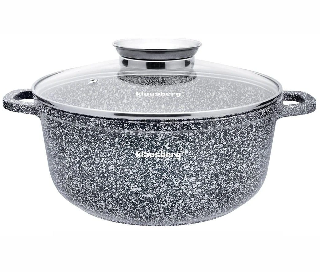 Puodas Puodas su dangčiu, plienas, pilkas marmuras, skersmuo 22 cm, 3,3 l, Klausberg