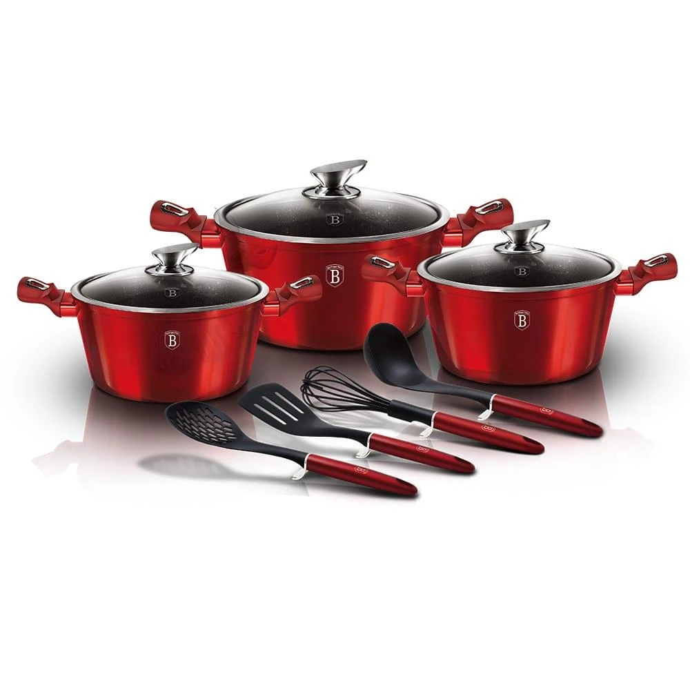 PUODŲ RINKINYS 10 Vnt. BERLINGER HAUS METALLIC LINE BURGUNDY BH-6150