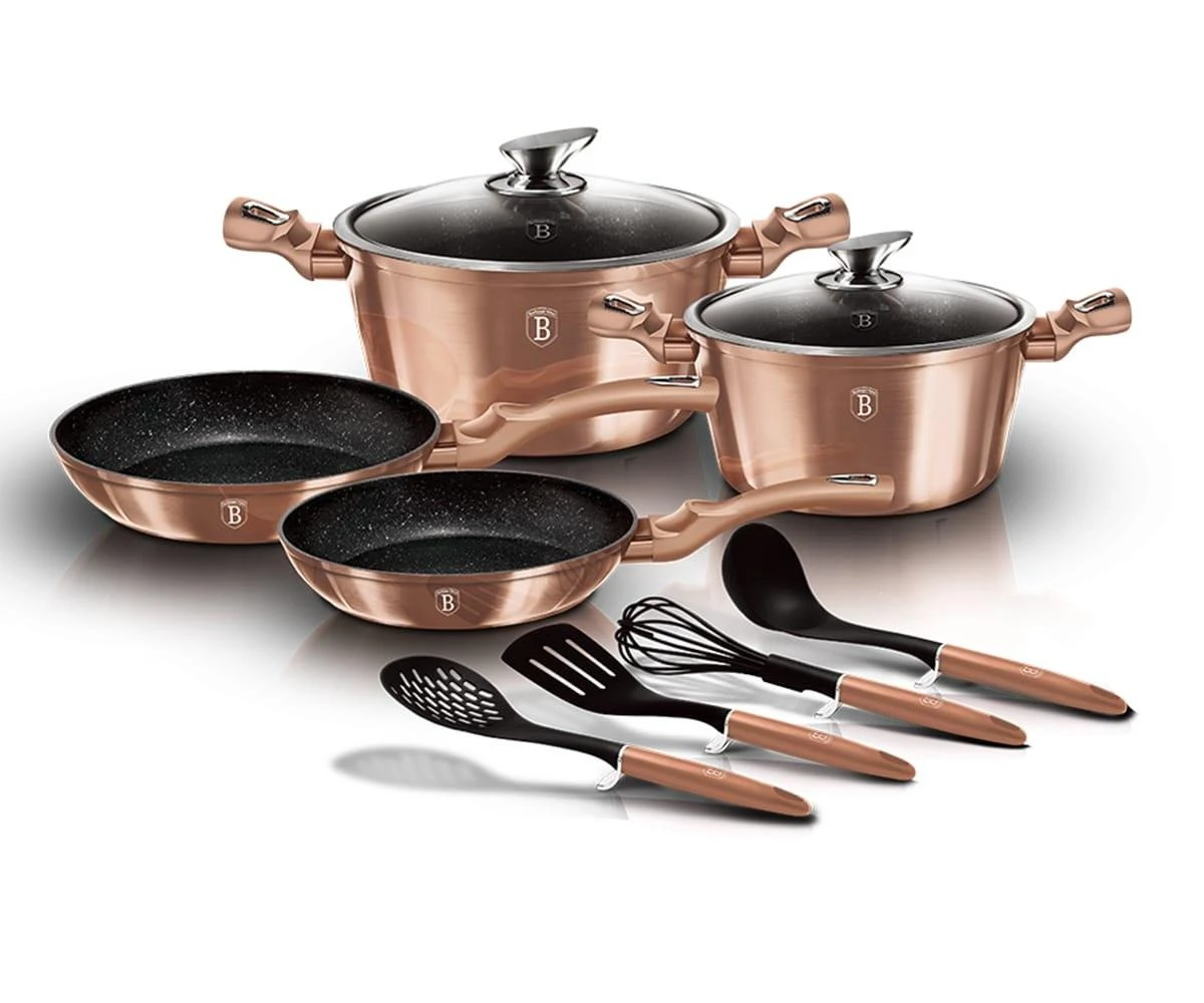 Berlinger Haus Puodų komplektas, 10 dalių, Berlingerhaus Metallic Line Rosegold | BH-6142