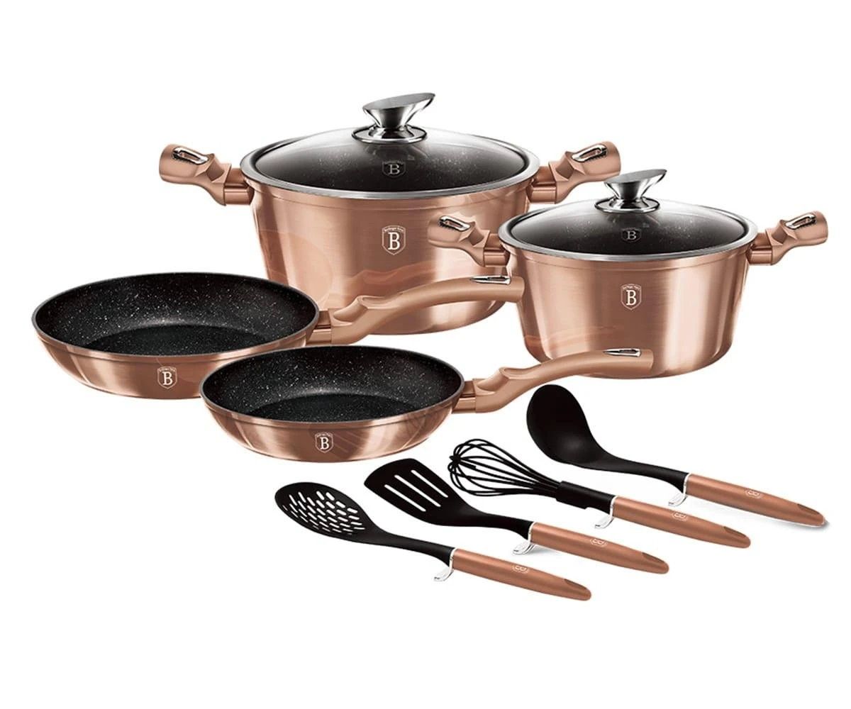 Berlinger Haus Puodų komplektas, 10 dalių, Berlingerhaus Metallic Line Rosegold | BH-6142