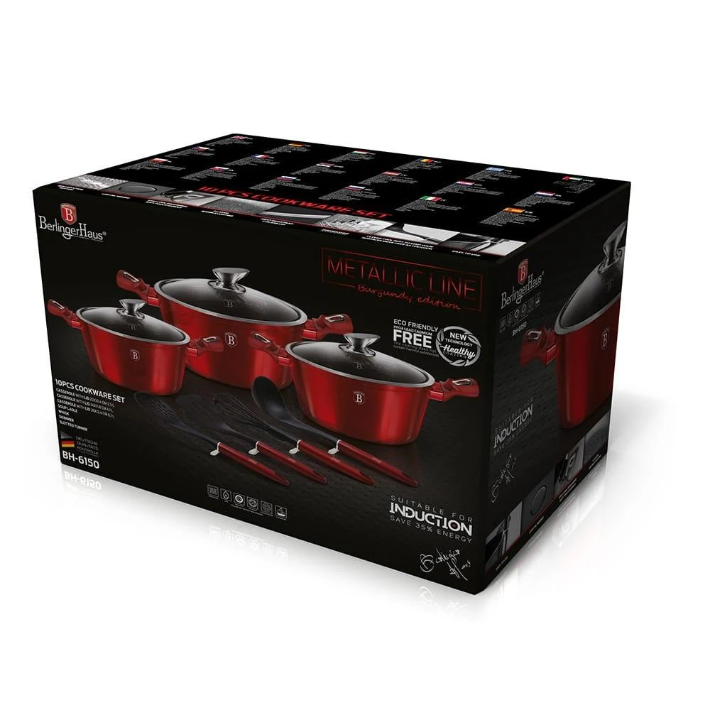 PUODŲ RINKINYS 10 Vnt. BERLINGER HAUS METALLIC LINE BURGUNDY BH-6150