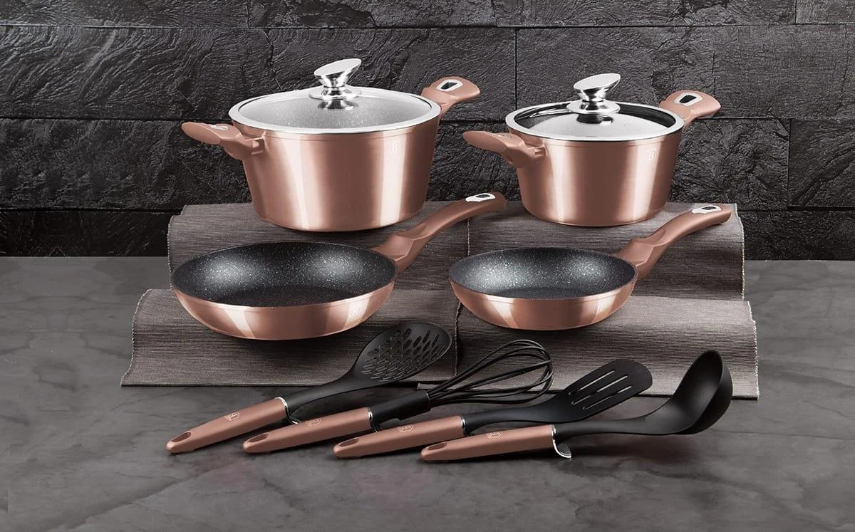 Berlinger Haus Puodų komplektas, 10 dalių, Berlingerhaus Metallic Line Rosegold | BH-6142