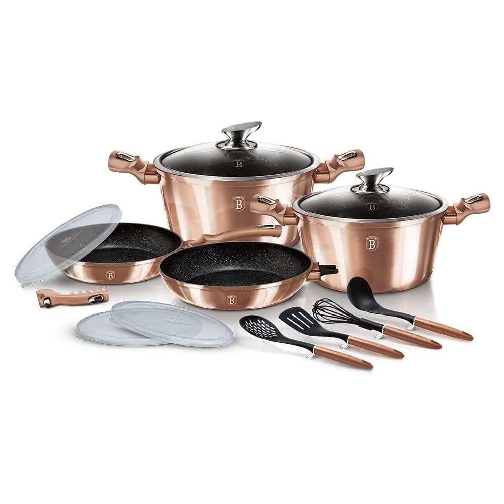 Berlinger Haus Puodų ir keptuvių komplektas, 13 dalių, Berlingerhaus Metallic Line Rose Gold | BH-7058