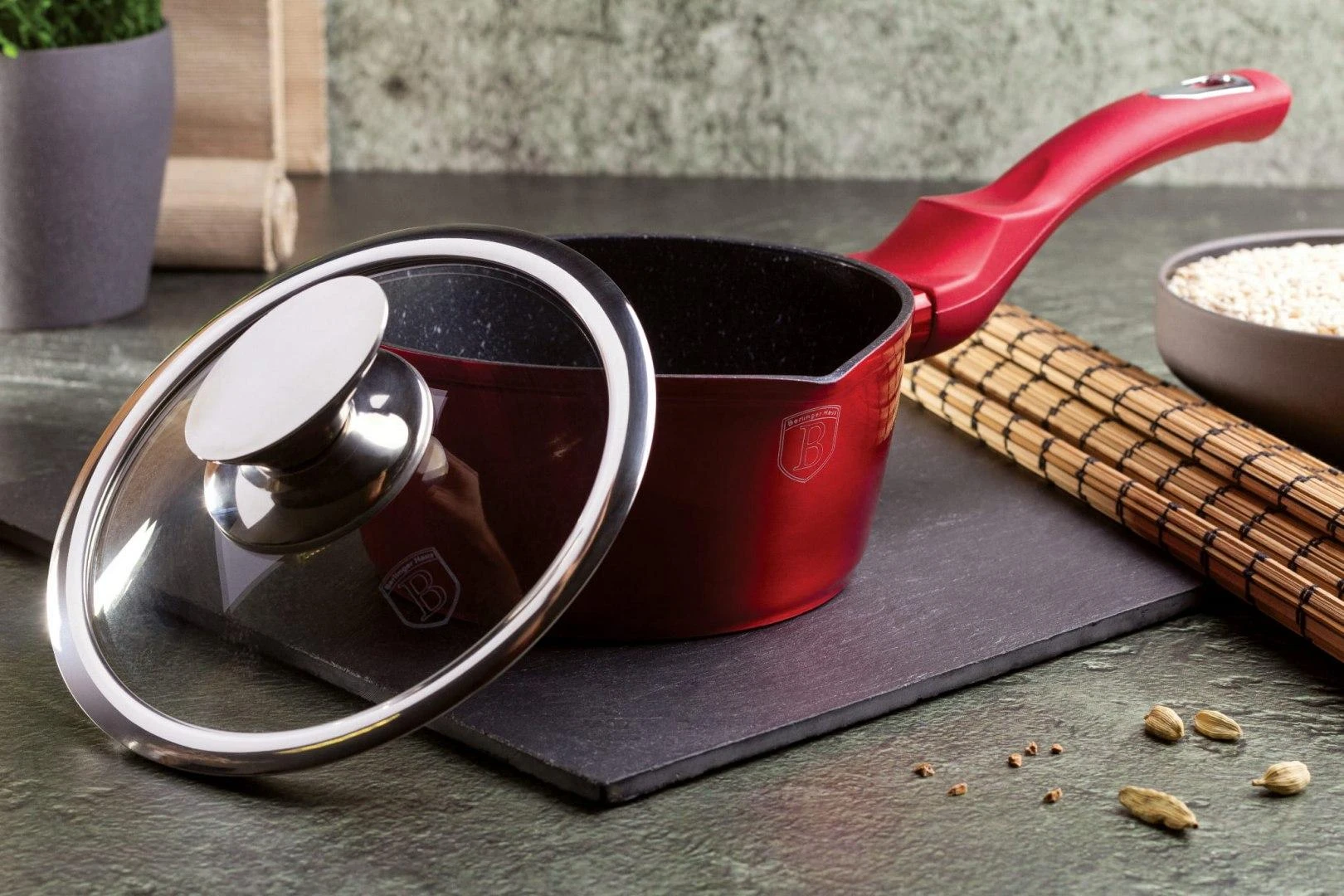 PUODŲ RINKINYS 16 vnt BERLINGER HAUS METALLIC LINE BURGUNDY BH-6781