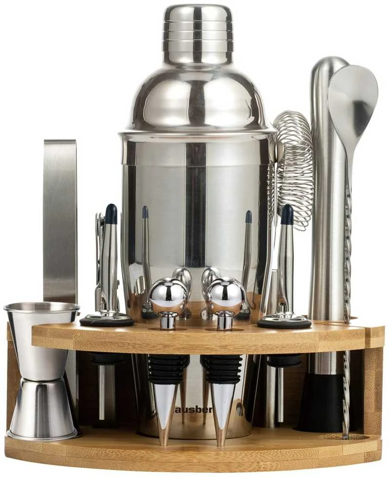 BARTER SET FOR DRINKS COCKTAILS 12-ELE SHAKER Silver KLAUSBERG KB-7655