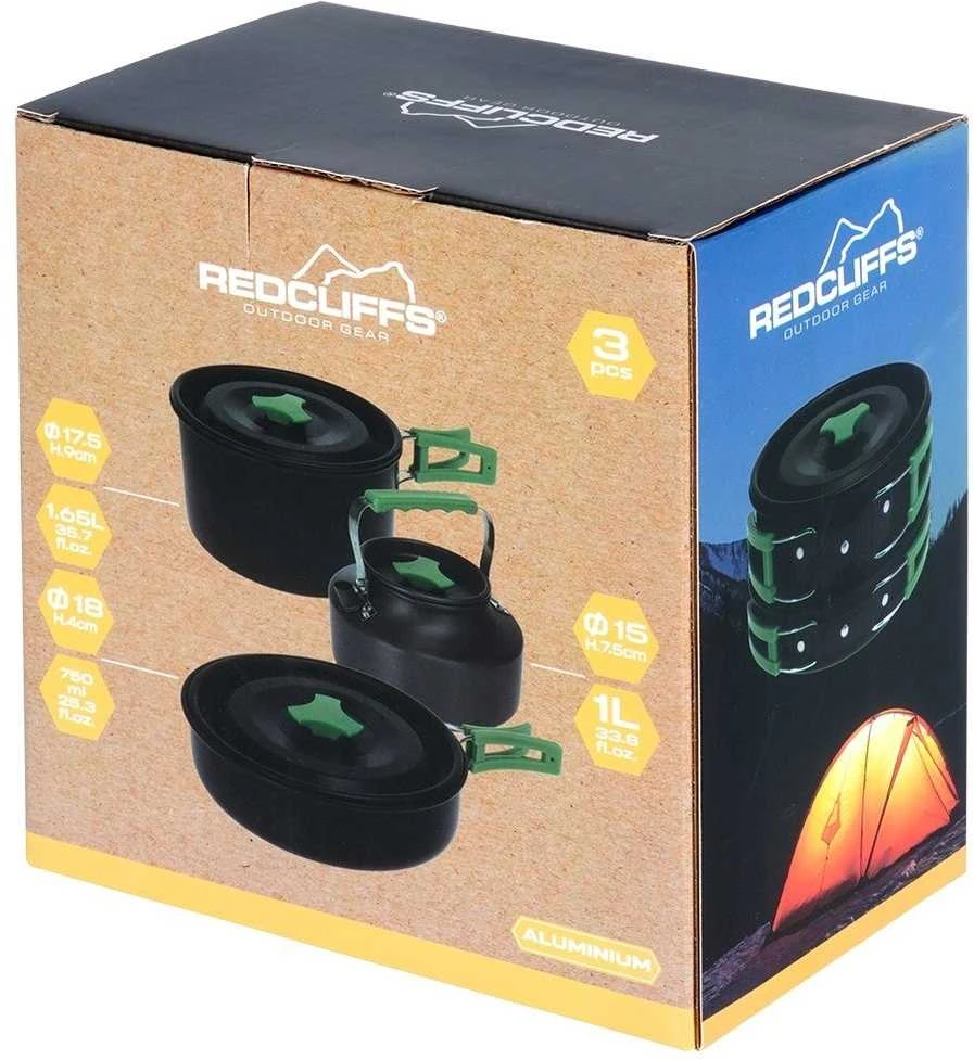 Redcliffs Kempingo puodų rinkinys iš aliuminio 750 / 900 ml / 1,65 l 3 el.