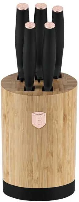 Rinkinys NOŻY W BLOKU BAMBUSOWYM 6-ELE BERLINGER HAUS Juodas ROSE BH-2752