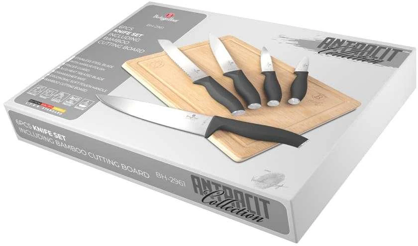 Berlinger Haus Rinkinys 5 NOŻY KUCHENNYCH Z DESKĄ BERLINGER HAUS BH-2961 ANTRACIT