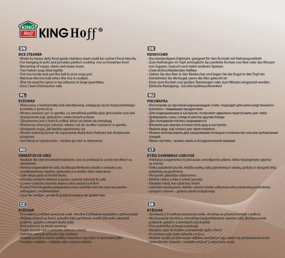 King Hoff Kasetė do gotowania ryżu, stal kinghoff