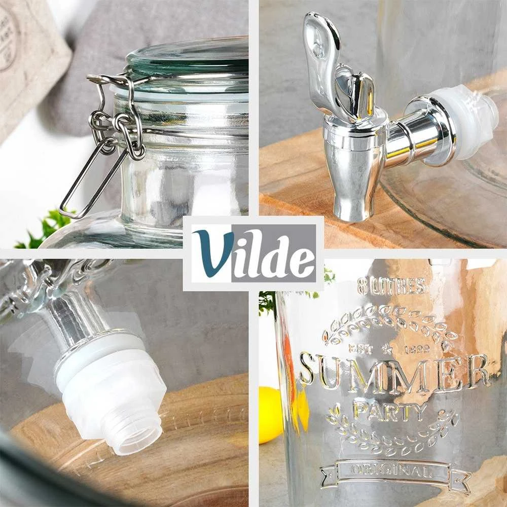 Gėrimų dozatorius su čiaupu Vilde, stiklinis, 8 l