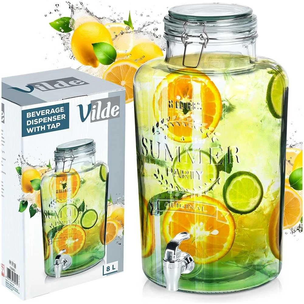 Gėrimų dozatorius su čiaupu Vilde, stiklinis, 8 l