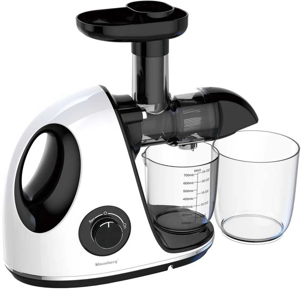 Sulčiaspaudė Lėtaeigė sulčiaspaudė vaisiams ir daržovėms, horizontali su rankena, 150 W, balta, Klausberg, kb-7864