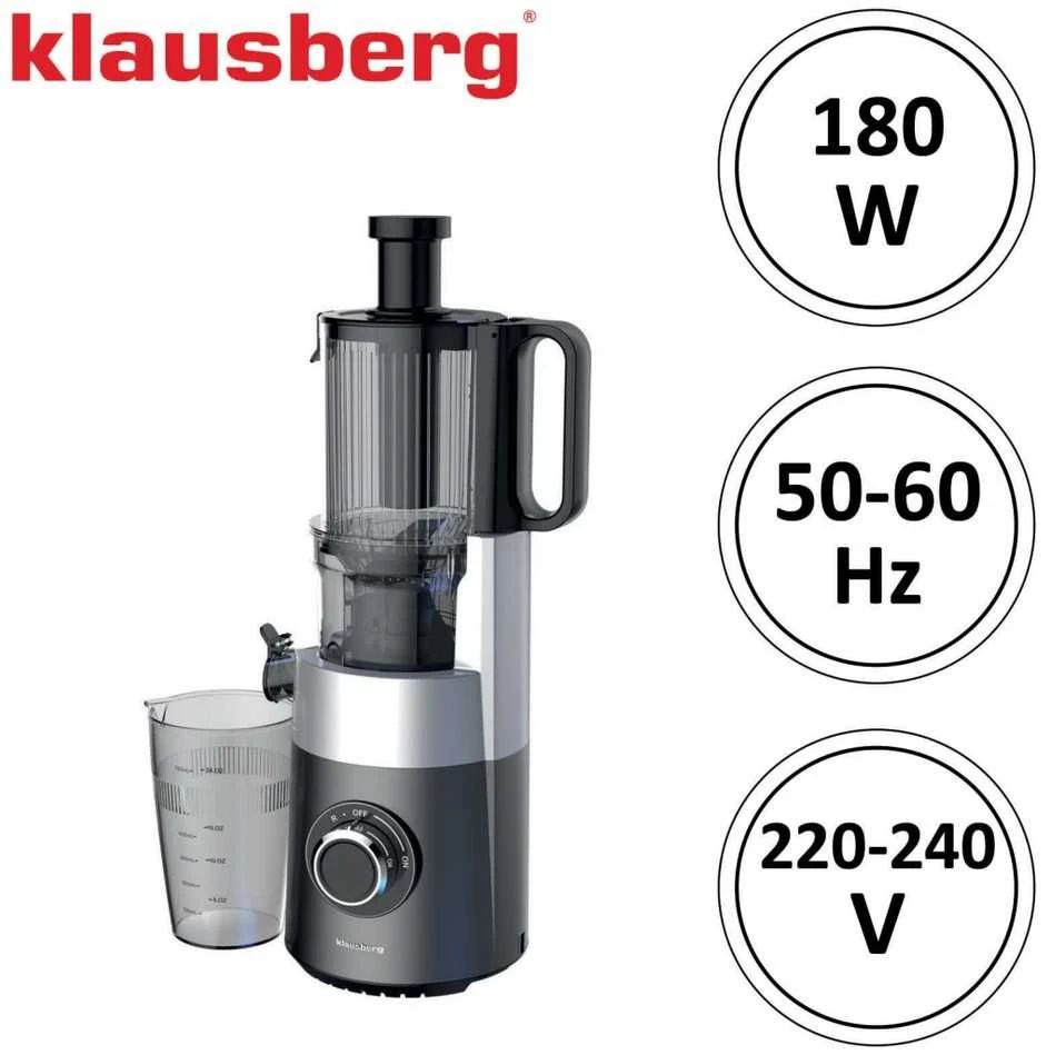 Sulčiaspaudė Lėtaeigė sulčiaspaudė vaisiams ir daržovėms, vertikali, pilka, 180 W, Klausberg, kb-7881