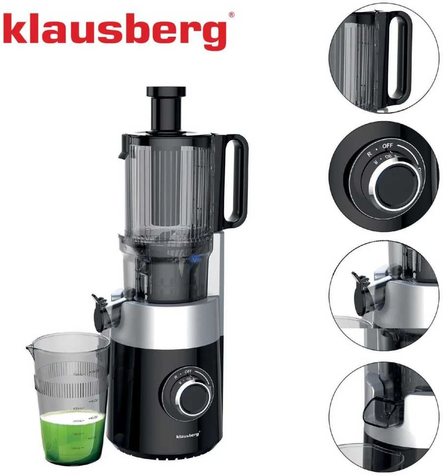 Sulčiaspaudė Lėtaeigė sulčiaspaudė vaisiams ir daržovėms, vertikali, juoda, 180 W, Klausberg, kb-7871