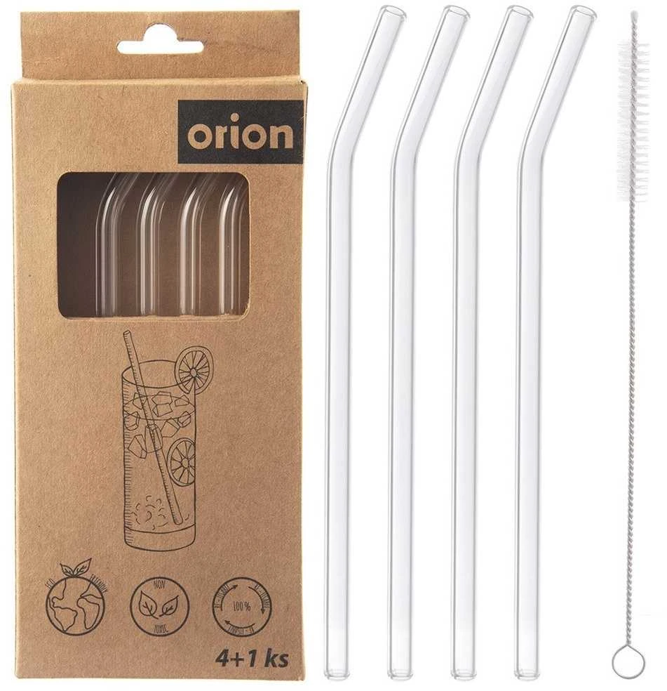 Orion Stikliniai šiaudeliai 20 cm su valikliu 5 vnt.