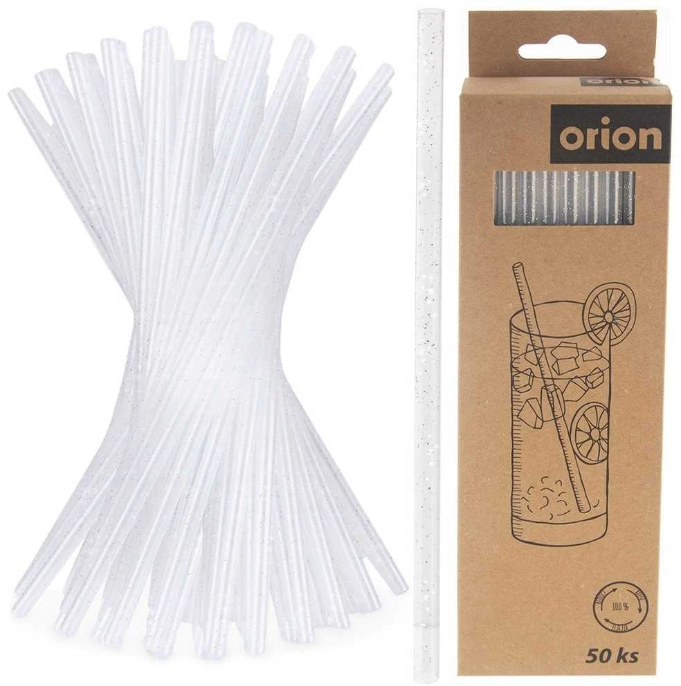 Orion Geriamosios šiaudeliai 22 cm 50 vnt. su blizgučiais