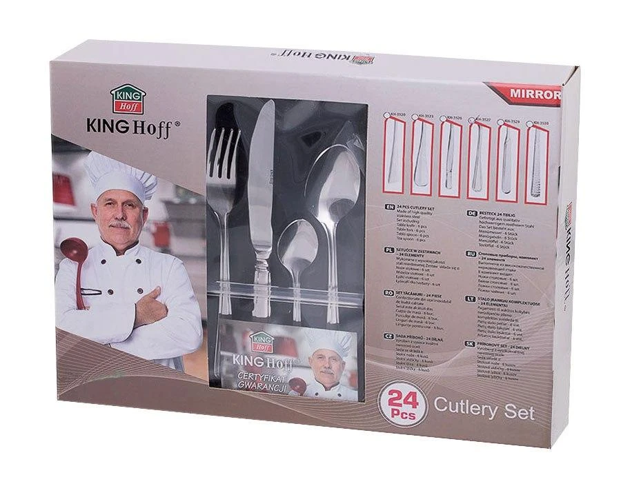 King Hoff Sztućce, Stalo įrankių rinkinys, plienas, 24 Kinghoff dalys
