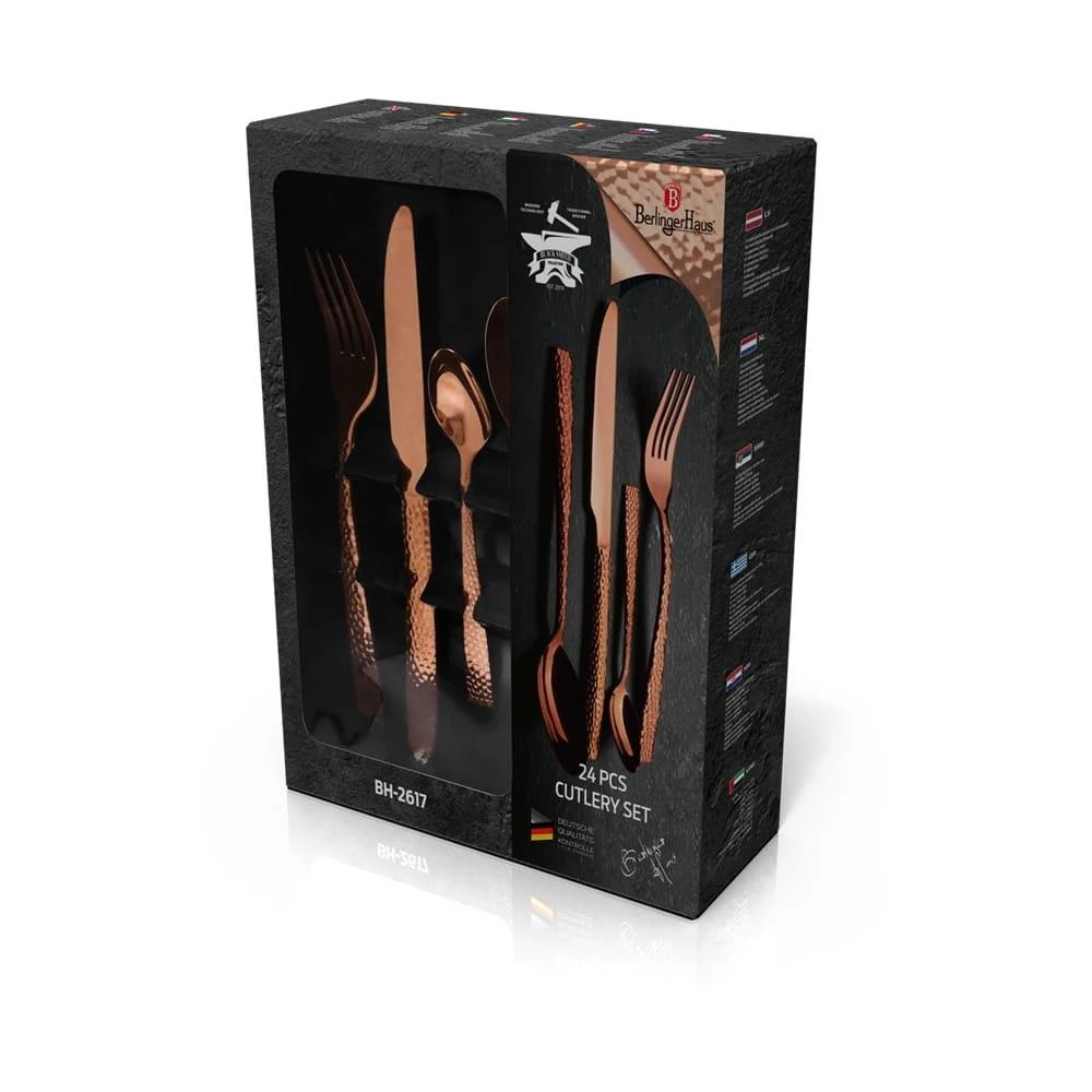 STALIO ĮRANKŲ RINKINYS 24 VNT. GLOSSY BERLINGER HAUS ROSE GOLD BH-2617