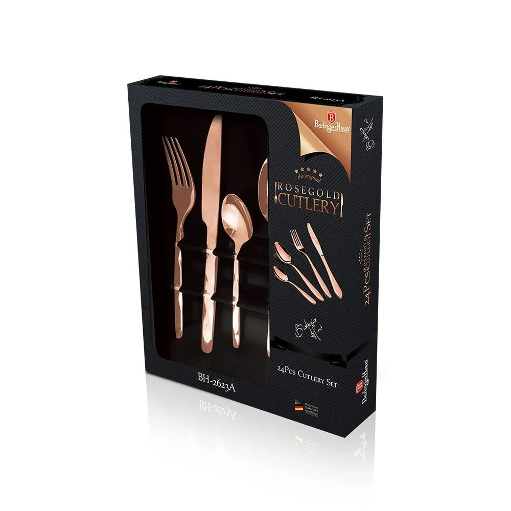 STALIO ĮRANKŲ RINKINYS 24 VNT. SATIN BERLINGER HAUS ROSE GOLD BH-2623A