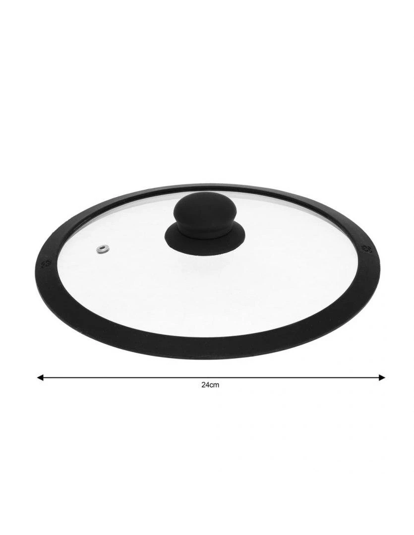 Stiklinis 24 cm skersmens puodo dangtis su juodu apvadu