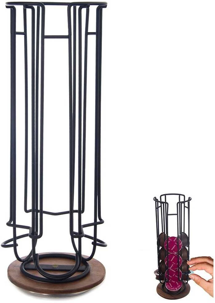 Orion kavos kapsulių laikiklis RADKA 33.5 cm - metalinis, juodas, sukamas, 18 kapsulių