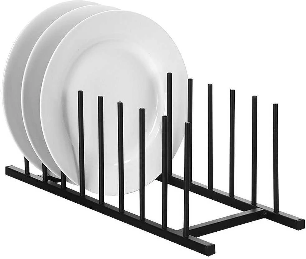 Bigbuy Home Metalinė puodo dangčio ir lėkščių laikiklis juoda 34,5x12,5x12 cm