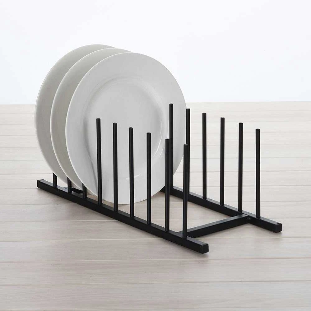 Bigbuy Home Metalinė puodo dangčio ir lėkščių laikiklis juoda 34,5x12,5x12 cm