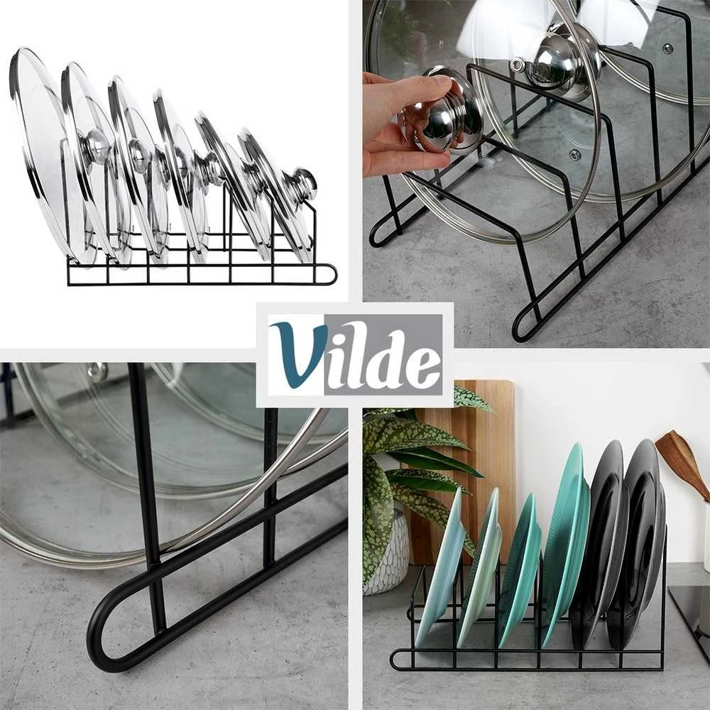 Orion Vilde Juoda metalinis dangtis ir lėkščių stovas