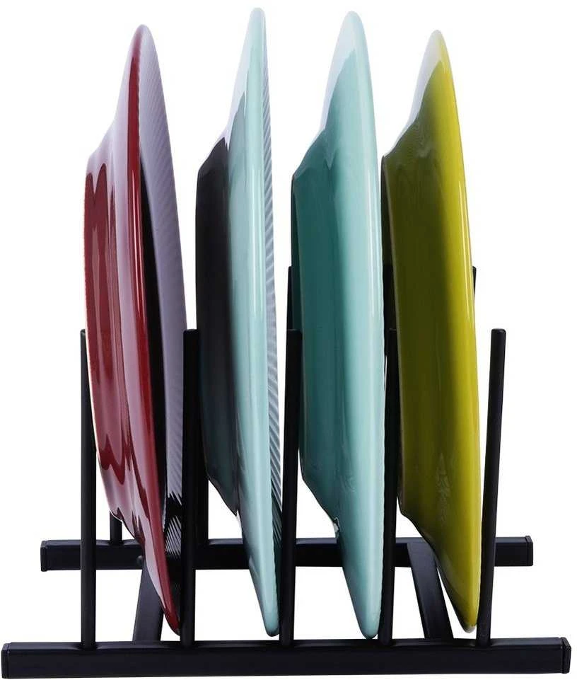 KOOPMAN Puodo dangčio ir lėkščių laikiklis metalinas juoda 19,5x12,5x12 cm