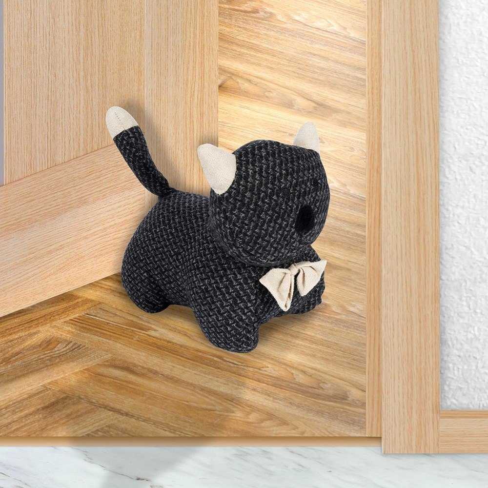 Aptel Home Styling Collection Durų kamštis katė 20 cm Juodas / Smėlio
