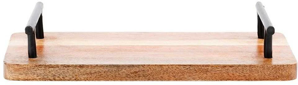 Home Styling Collection Dabar Tacas - Medinis padėklas 30x15,5 cm su metaliniais rankenomis