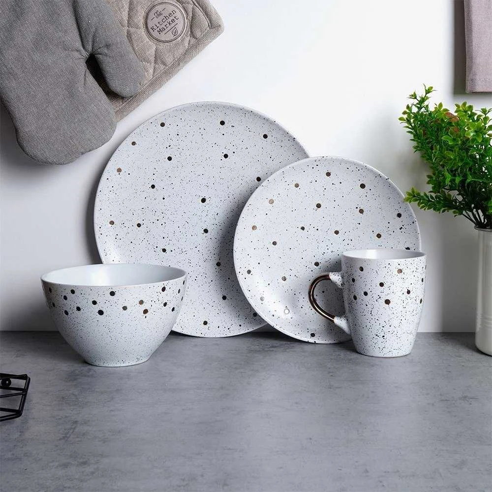 Siaki Collection Siaki Keraminė lėkštė 26.5 cm Baltos spalvos su auksinėmis detalėmis