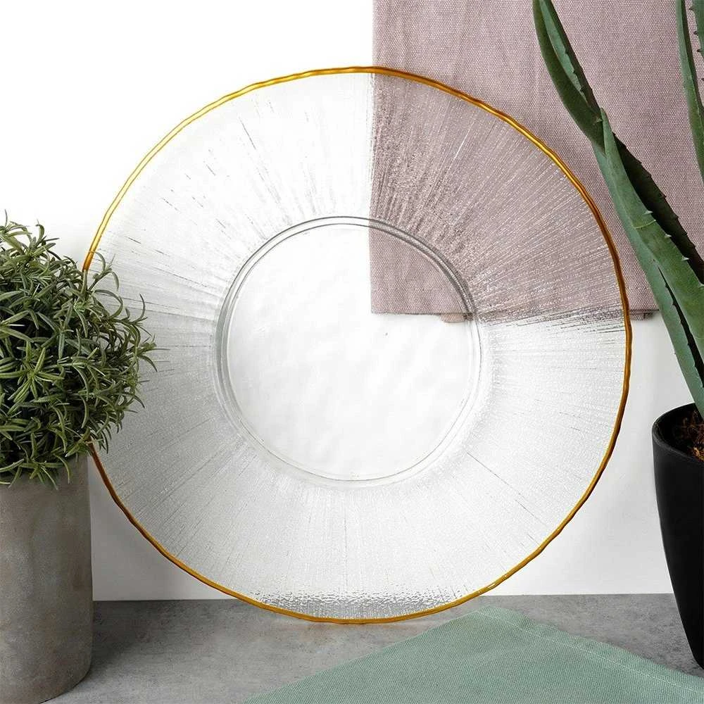 Home Styling Collection Essteller Lėkštė Serviravimo Lėkštė Stiklo Aukso 30 cm
