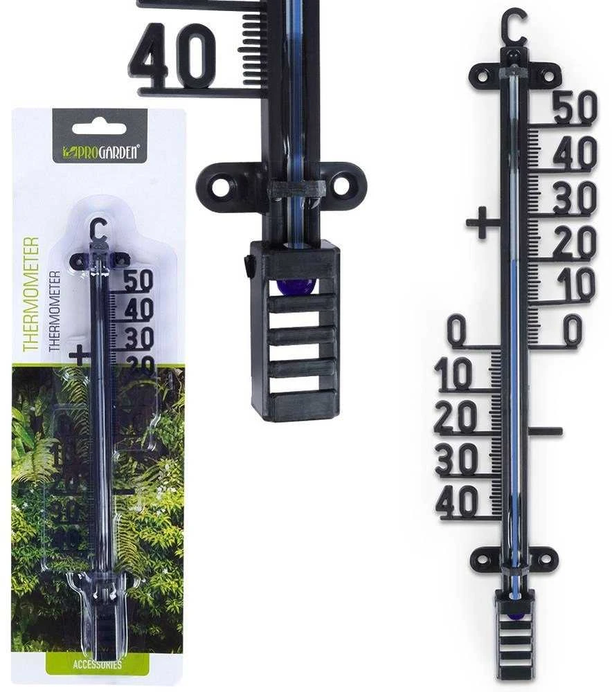 ProGarden Lauko termometras juodas 25 cm - skaidri skalė - vidaus ir lauko matavimams