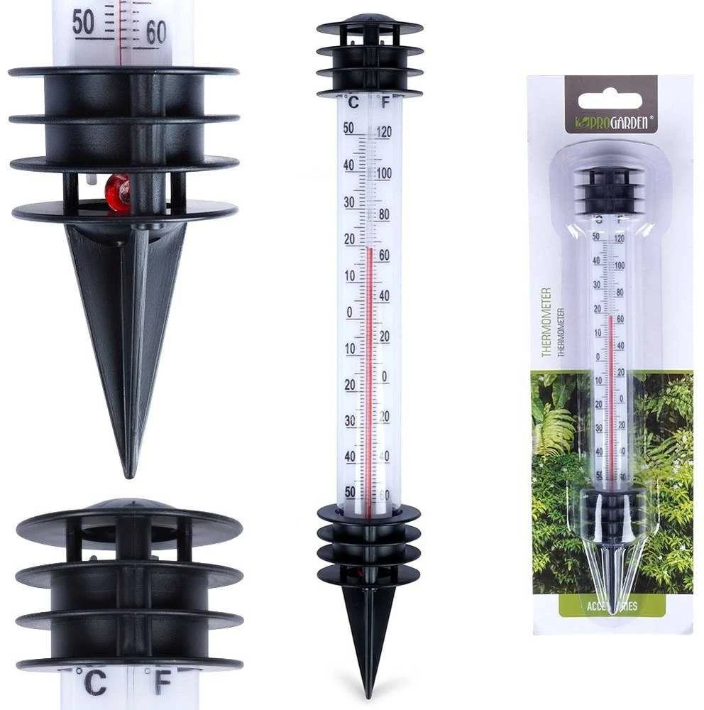 ProGarden Lauko termometras 23 cm - baltas, montuojamas ant žemės