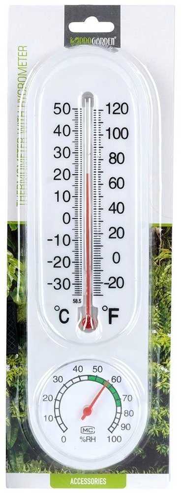 Terrario ProGarden Termometras/Higrometras Baltas 22 cm - Universalus, aiški skalė