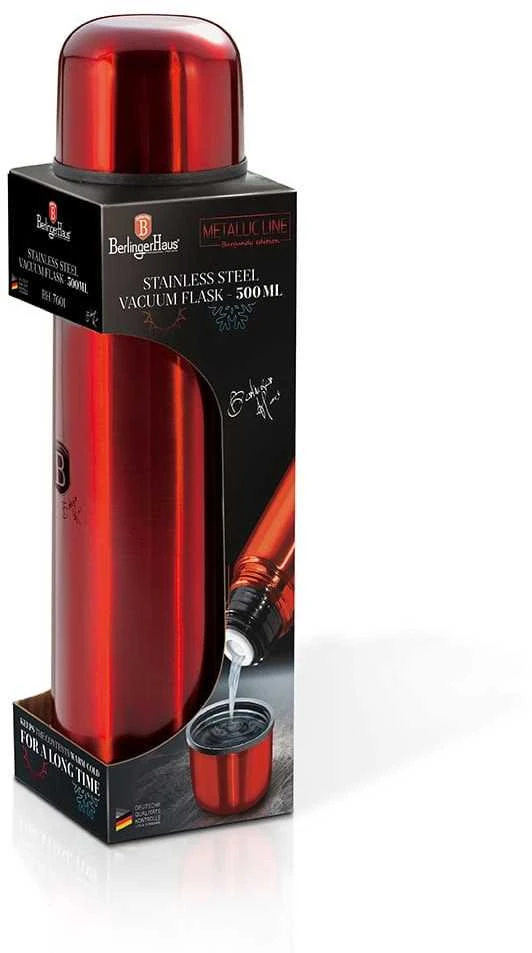 PLIENINIS termosas 0,5 l BERLINGER HAUS METALLIC LINE BURGUNDY BH-7601
