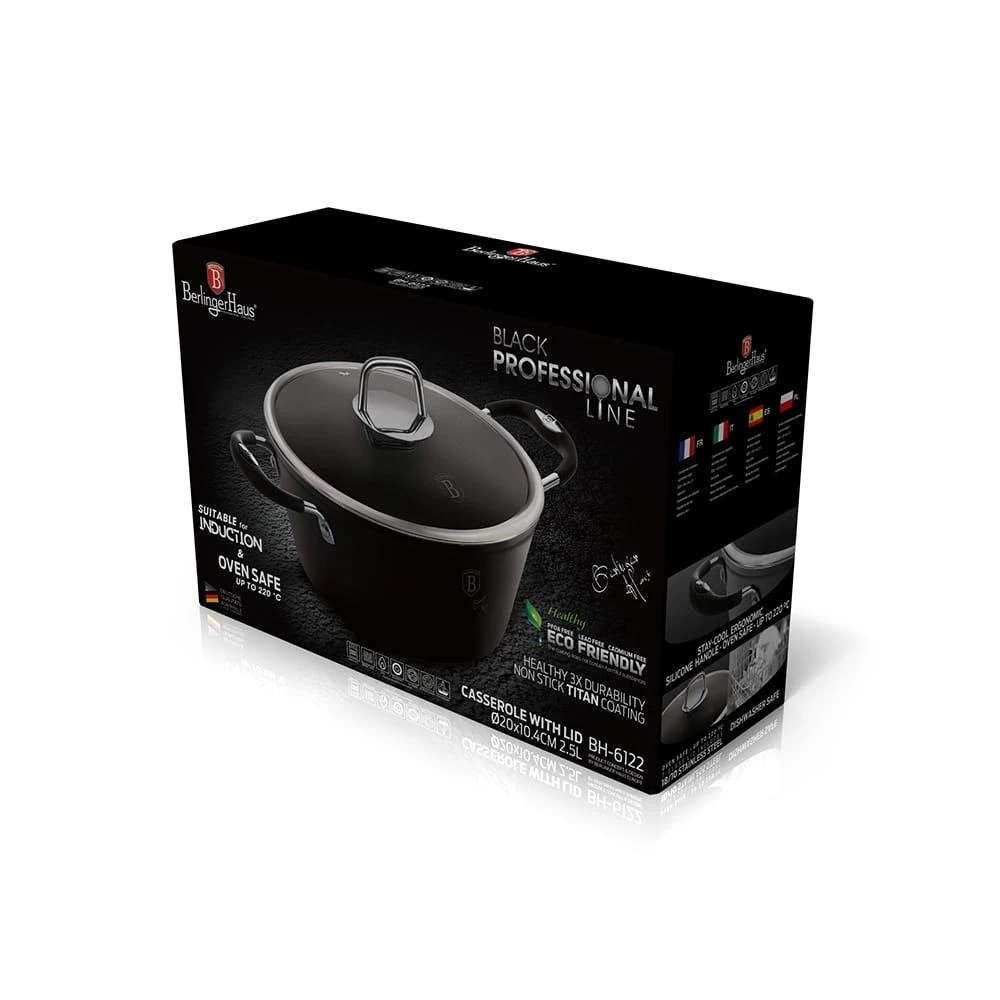 Berlinger Haus TITANIUM PUODAS 20cm 2,5L BERLINGER HAUS Juodas PROFESSIONAL LINE BH-6122