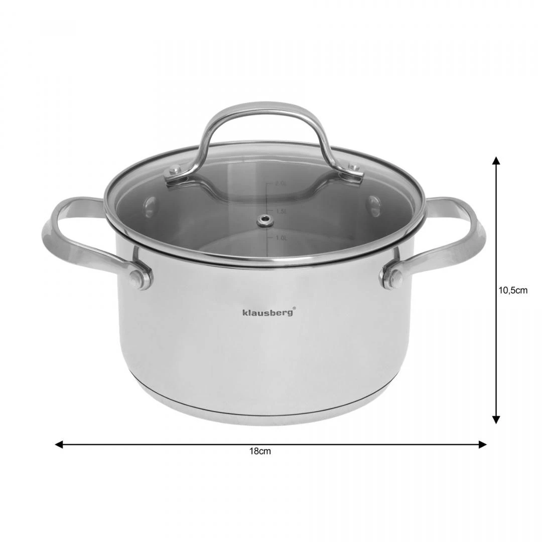 Puodas Puodas su dangčiu, plieno, 18 cm skersmens, 2,5 l, Klausberg