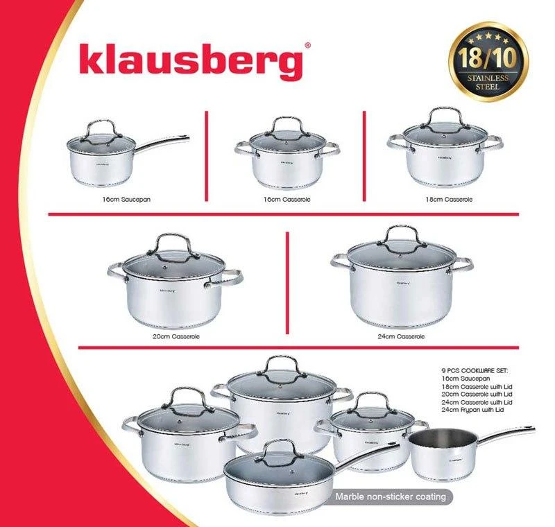 Puodas Puodas su dangčiu, plieno, 24 cm skersmens, 5,9 l, Klausberg