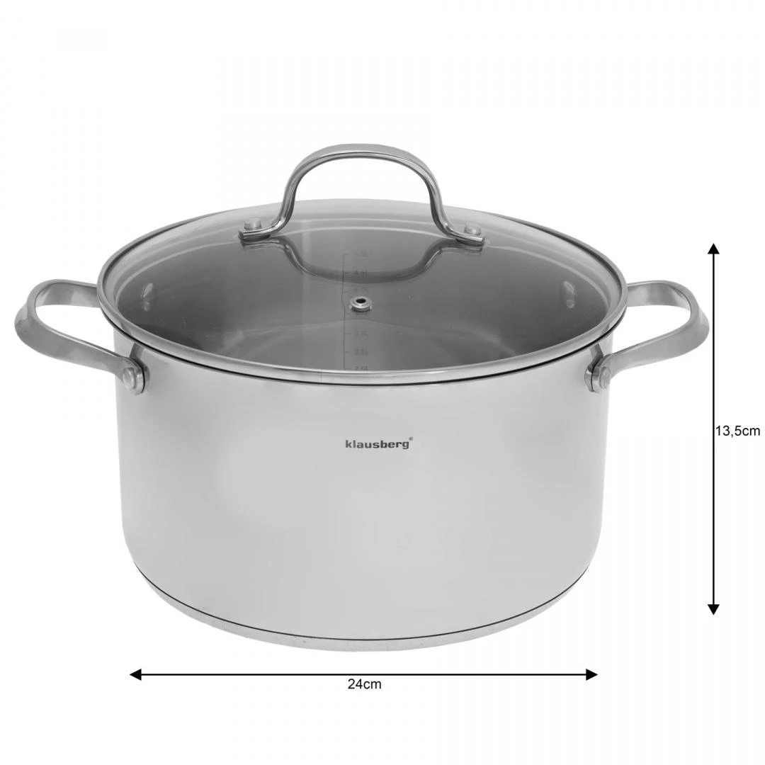Puodas Puodas su dangčiu, plieno, 24 cm skersmens, 5,9 l, Klausberg