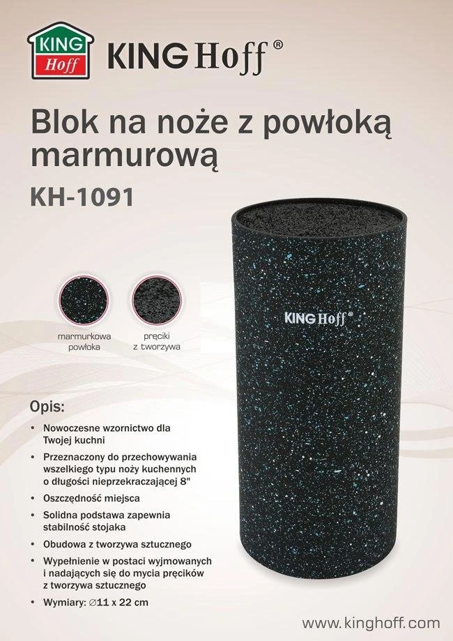King Hoff Blok Peilių laikiklis 11x22 cm, juodo marmuro, Kinghoff