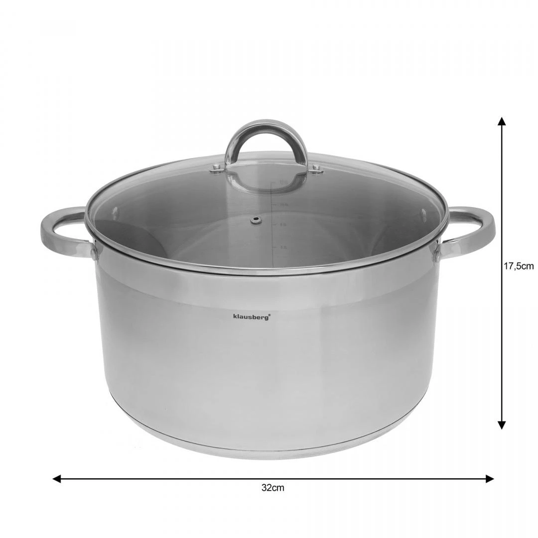 Puodas Plieninis puodas, 32 cm skersmens, 14 l, Klausberg