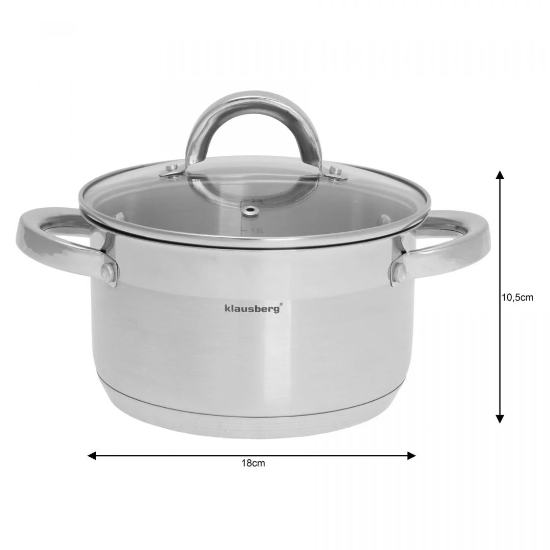 Puodas Plieninis puodas, 18 cm skersmens, 2,6 l, Klausberg