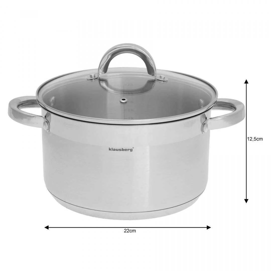 Puodas Plieninis puodas, 22 cm skersmens, 4,6 l, Klausberg