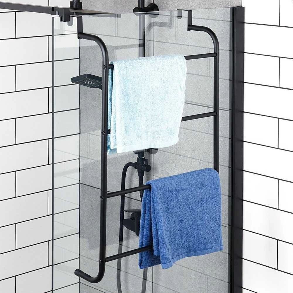 Bathroom Solutions Rankšluosčių kabykla ant durų, juoda, metalas