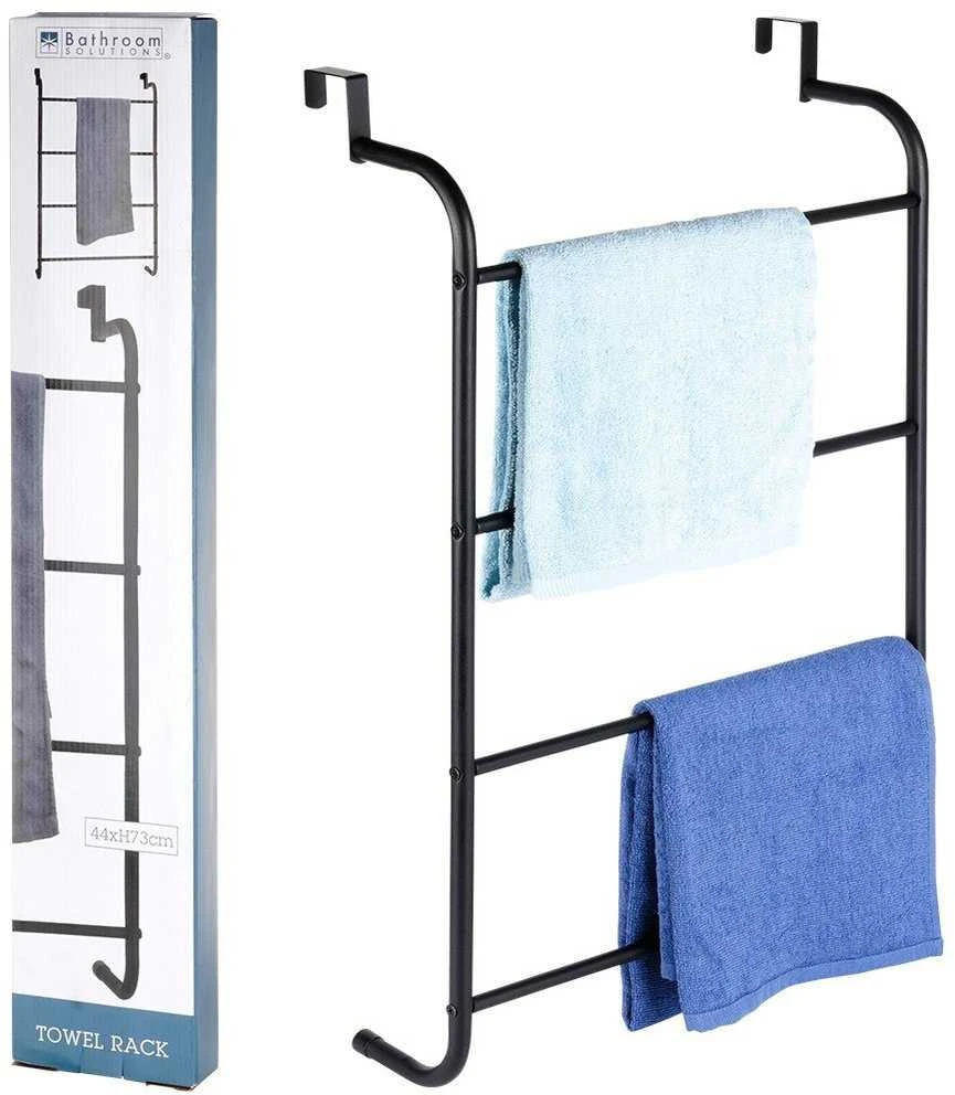 Bathroom Solutions Rankšluosčių kabykla ant durų, juoda, metalas