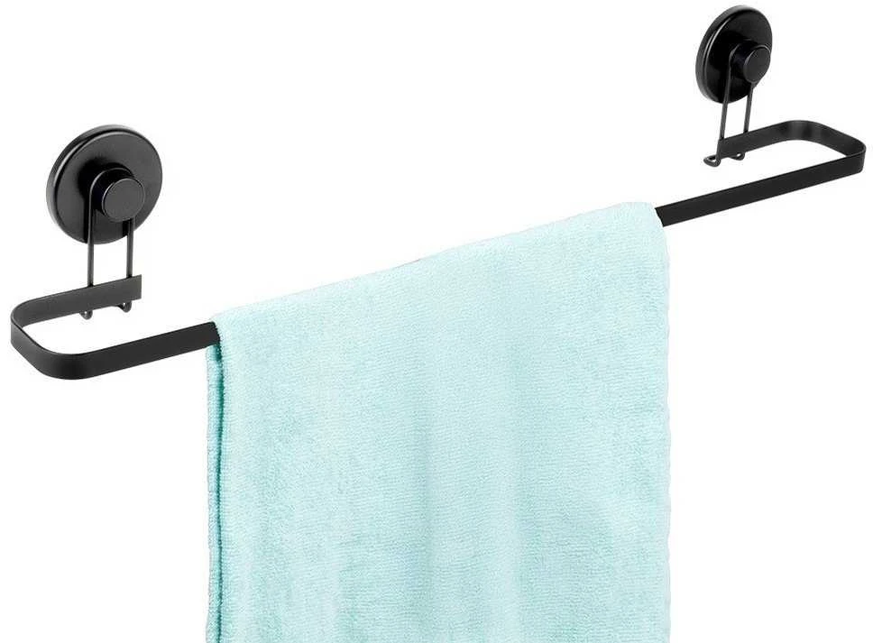 Bathroom Solutions Rankšluosčių laikiklis 60 cm Juodas metalas su siurbimo puodeliais