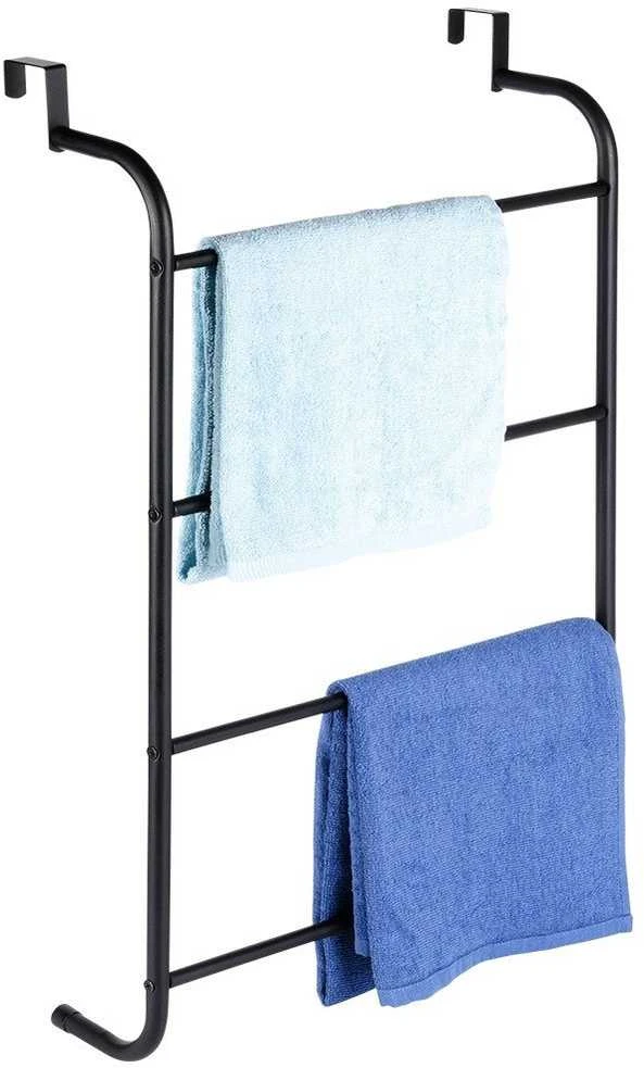 Bathroom Solutions Rankšluosčių kabykla ant durų, juoda, metalas